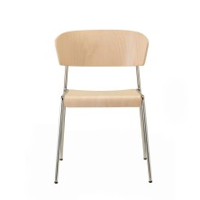 Silla Lisa con asiento de madera