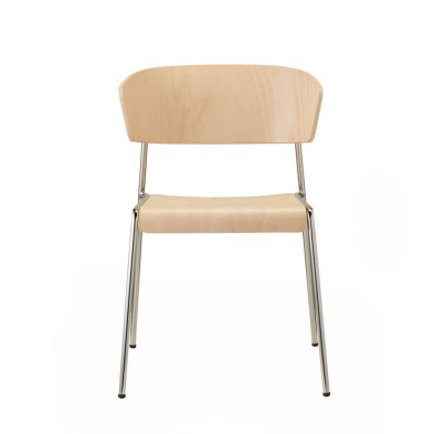 Silla Lisa con asiento de madera
